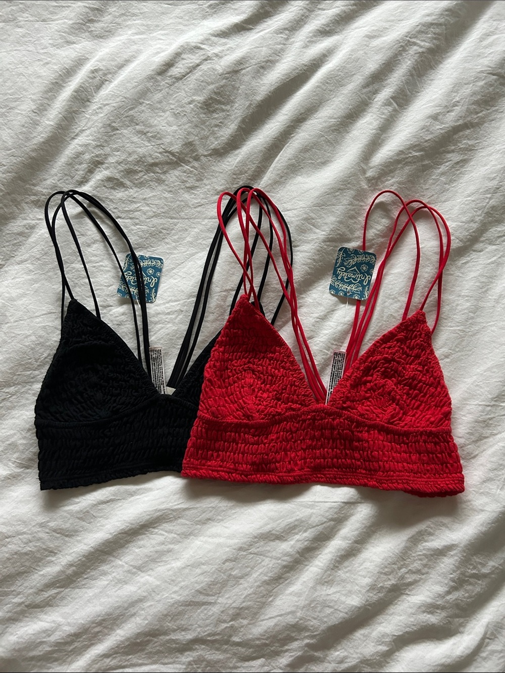NWT Free People Intimately Smocked Lace Bralette Crop Tops Bundle of 2